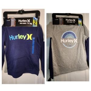 Hurley Boy's 2-Piece Fleece Lined Hoodie & Cotton Blend Tee Set Sz 10/12